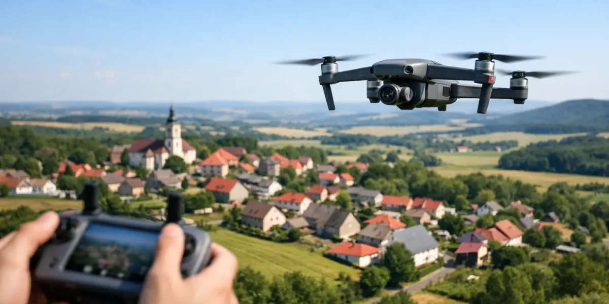 Letecké snímky obce dronem pro dobrou prezentaci